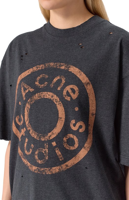 Хлопковая футболка Acne Studios FN-UX-TSHI000079/CL0294 Серый  FN-UX-TSHI000079/CL0294 Фото 5