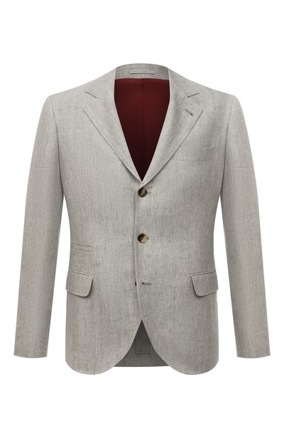 Однобортный пиджак BRUNELLO CUCINELLI светло-серого цвета по цене 262500 руб., арт. MW4597BTD, фото 1 Однобортный пиджак BRUNELLO CUCINELLI, арт. MW4597BTD, фото 1