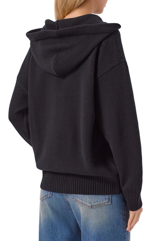 Худи из шерсти и кашемира MSGM 3940MM205/257596 Чёрный  3940MM205/257596 Фото 4
