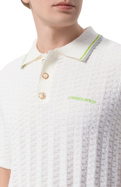 Хлопковое поло CASABLANCA белого цвета по цене 51300 руб., арт. M-SP26-KW-1214-01, фото 5 Хлопковое поло CASABLANCA, арт. M-SP26-KW-1214-01, фото 5