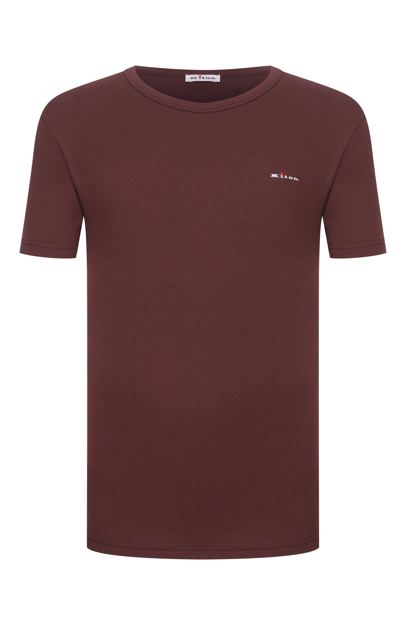 Хлопковая футболка KITON коричневого цвета по цене 39950 руб., арт. UNWM008K0263L, фото 1 Хлопковая футболка KITON, арт. UNWM008K0263L, фото 1