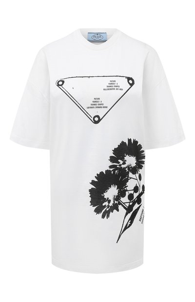 Женская хлопковая футболка PRADA, арт. 3558A-1YVF-F0009-211