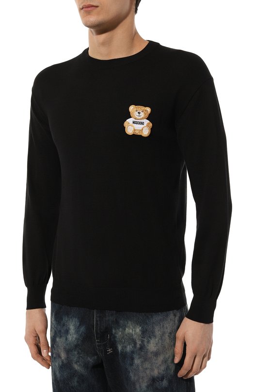 Хлопковый джемпер Moschino Чёрный, фото 3
