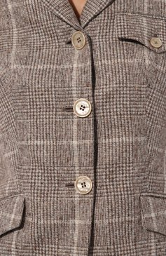 Женский шерстяной жакет KITON бежевого цвета, арт. D58511K0508E01 | Фото 5 (Драгоценные камни: Проставлено; Длина (для топов): Стандартные; Материал внешний: Шерсть; Рукава: Длинные; Материал сплава: Проставлено; 1-2-бортные: Однобортные; Женское Кросс-КТ: Жакет-одежда; Стили: Кэжуэл; Кросс-КТ: костюм)