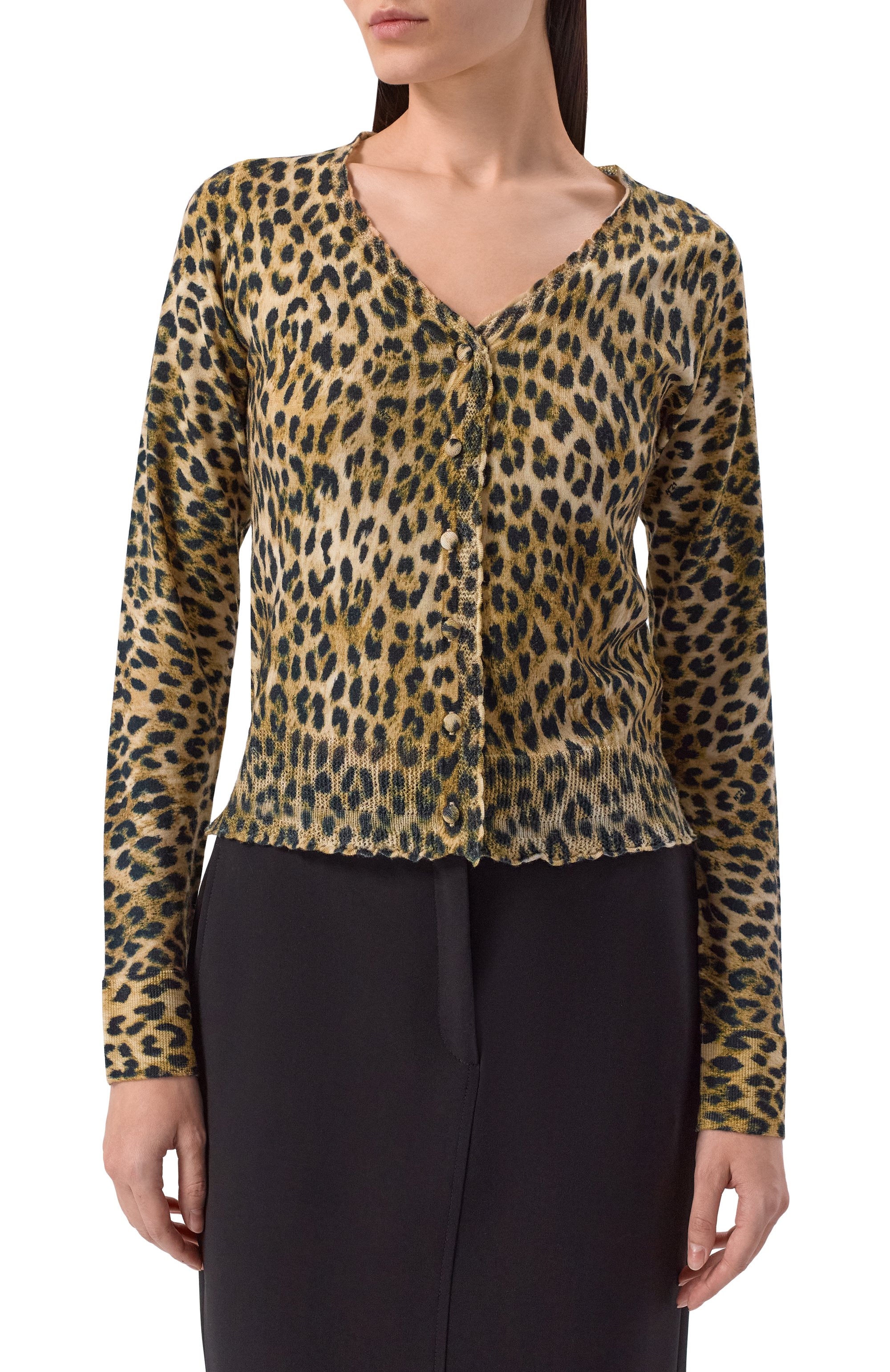 Шерстяной кардиган N21 леопардового цвета по цене 58700 руб., арт. A002/9000, фото 3 Шерстяной кардиган N21, арт. A002/9000, фото 3