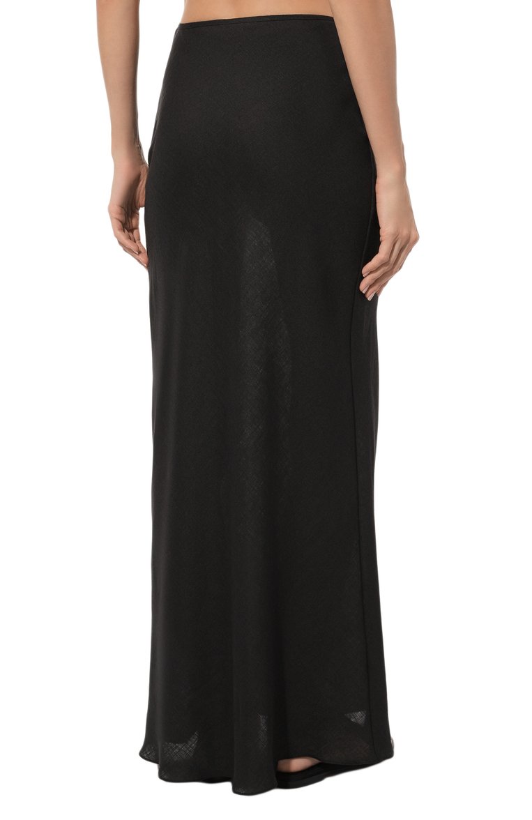Женская льняная юбка SASHAVERSE черного цвета, арт. SK023/Linen/9102.900/SS24 | Фото 4 (Длина Ж (юбки, платья, шорты): Макси; Материал внешний: Лен; Стили: Романтичный)