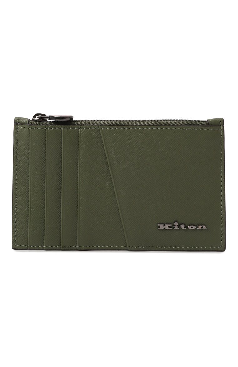 Мужской кожаный футляр для кредитных карт KITON зеленого цвета, арт. UPEA009N0122805 | Фото 1 (Материал: Натуральная кожа; Нос: Не проставлено)