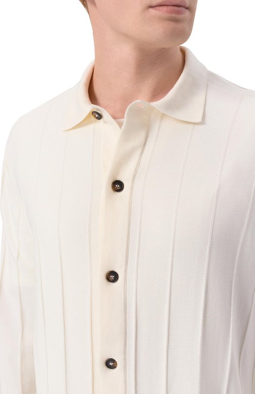 Кардиган из хлопка и шелка Kiton UMM0780 Кремовый  UMM0780 Фото 5