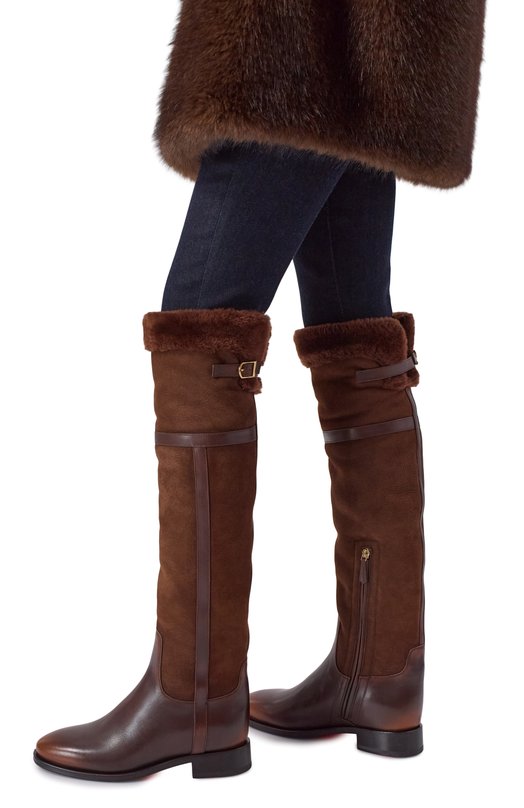 Кожаные ботфорты Santoni WSHG71931BJ2ARHG Коричневый  WSHG71931BJ2ARHG Фото 2