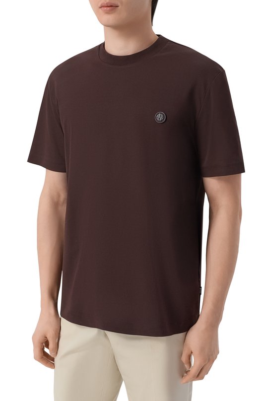 Хлопковая футболка BOSS 50555844 Коричневый  50555844 Фото 3