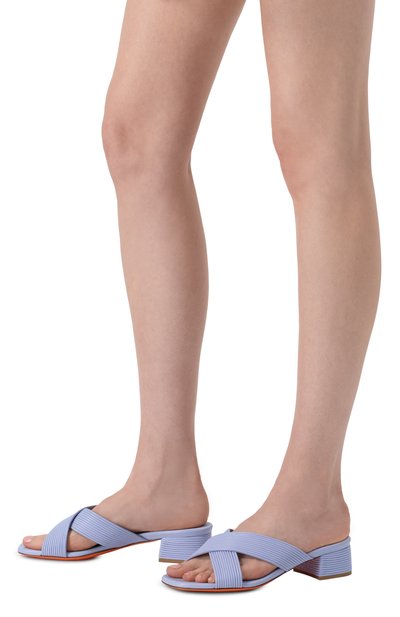 Кожаные мюли SANTONI голубого цвета по цене 77900 руб., арт. WHVG71549HM7T0NL, фото 3 Кожаные мюли SANTONI, арт. WHVG71549HM7T0NL, фото 3