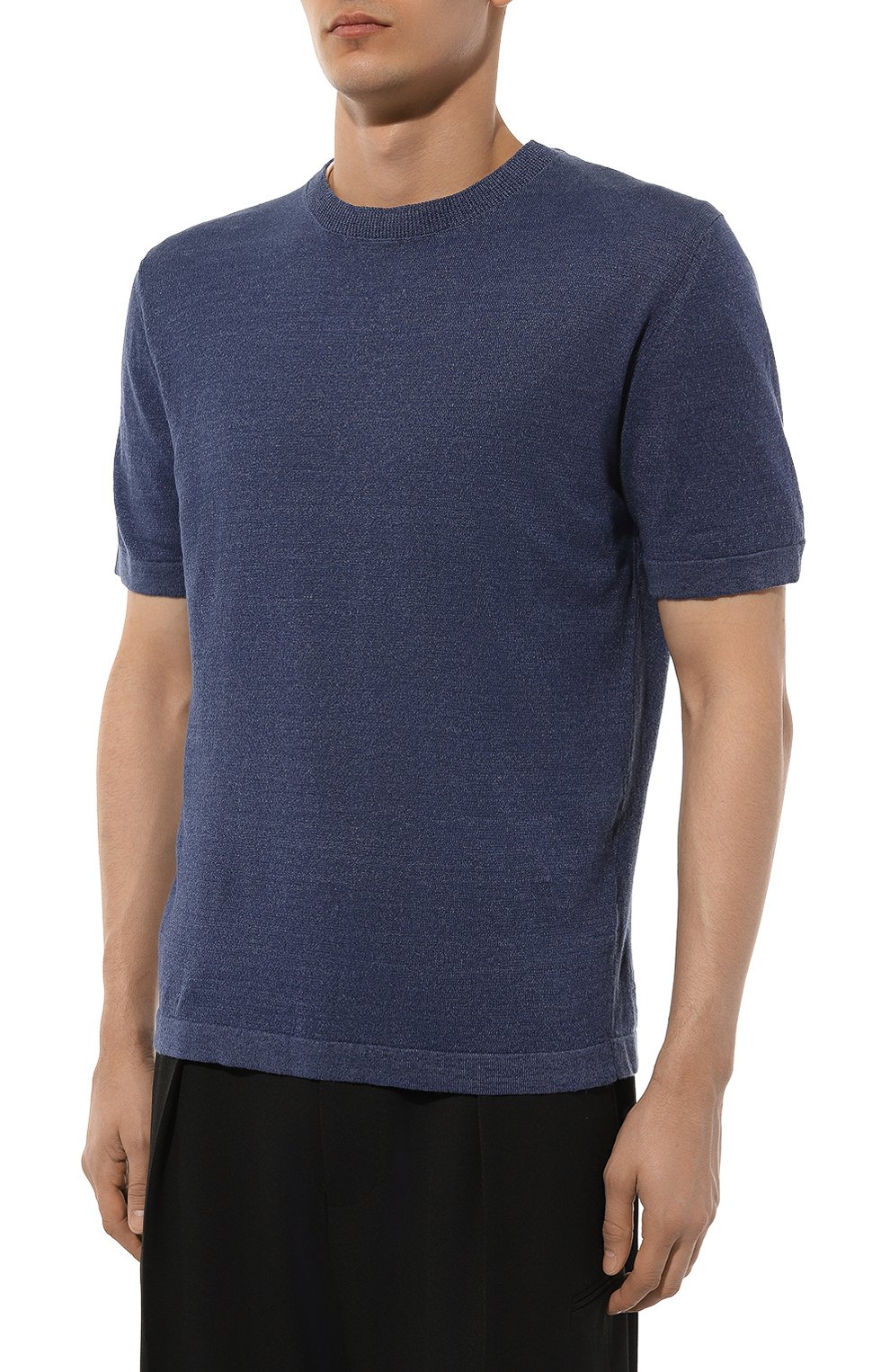 Футболка изо льна и хлопка KITON синего цвета по цене 97700 руб., арт. UMM049502, фото 3 Футболка изо льна и хлопка KITON, арт. UMM049502, фото 3