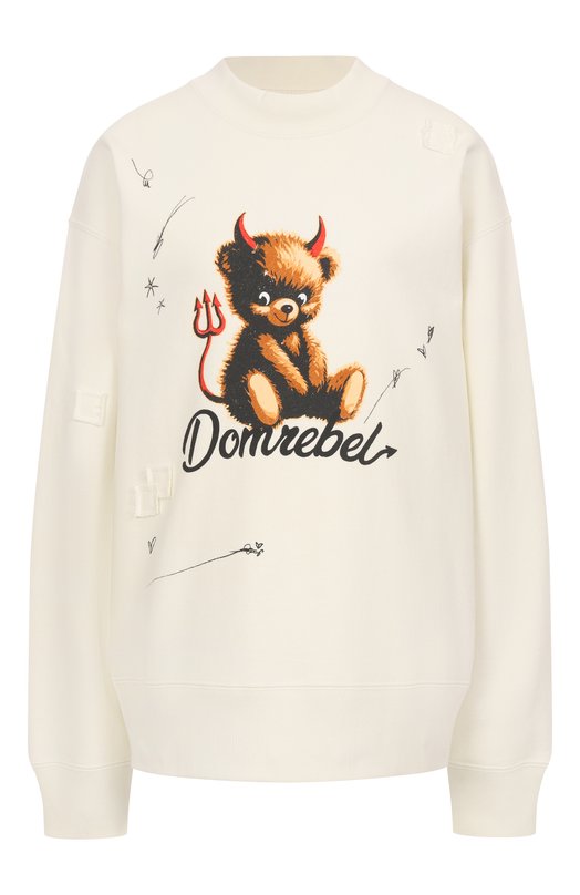Хлопковый свитшот DOMREBEL DIABL0 BEAR SWEATSHIRT Кремовый DIABL0 BEAR SWEATSHIRT