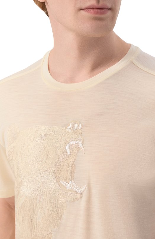 Шерстяная футболка Stefano Ricci MNH5204440/WV Кремовый  MNH5204440/WV Фото 5