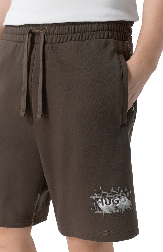 Хлопковые шорты HUGO Blue 50553499 Коричневый  50553499 Фото 5