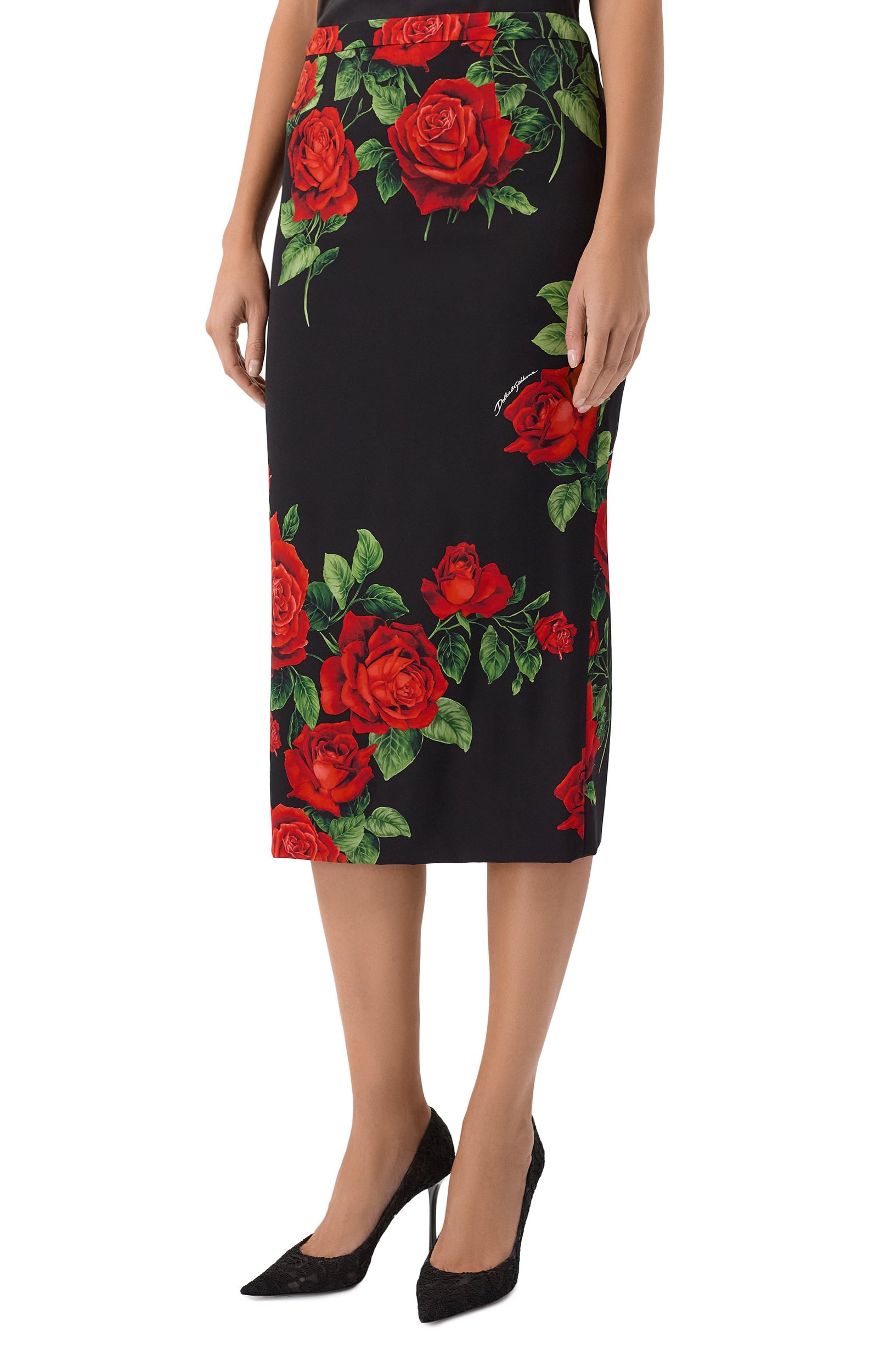 Шелковая юбка DOLCE & GABBANA черного цвета по цене 171500 руб., арт. F4CSJT/FSA9R, фото 3 Шелковая юбка DOLCE & GABBANA, арт. F4CSJT/FSA9R, фото 3