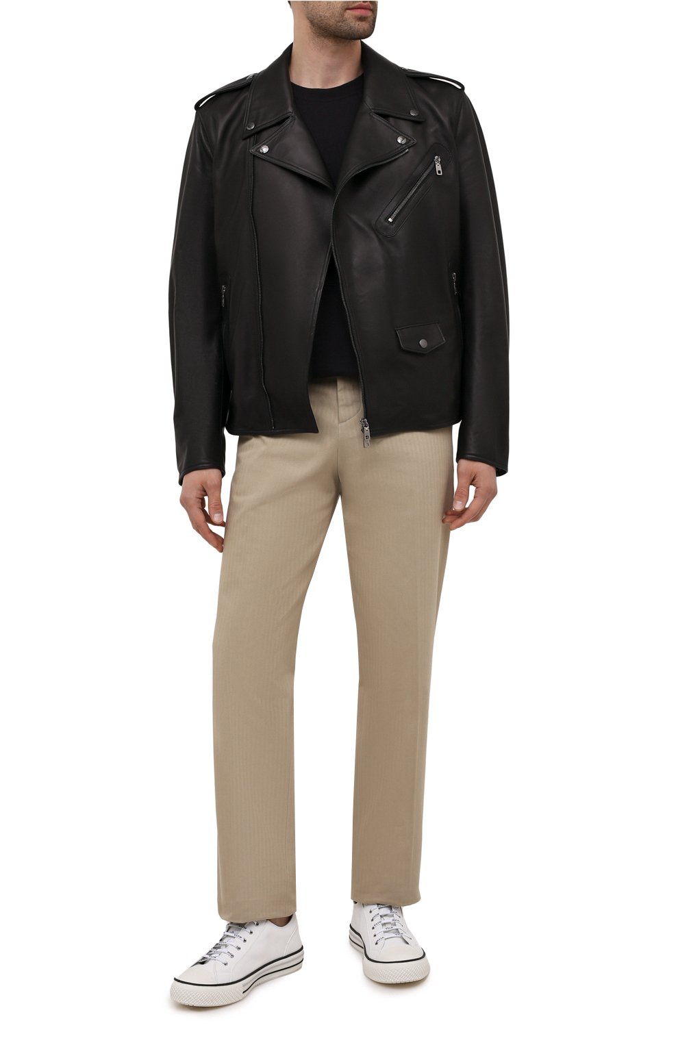 Кожаная куртка DOLCE & GABBANA черного цвета по цене 362500 руб., арт. G9UB1L/GEU47, фото 2 Кожаная куртка DOLCE & GABBANA, арт. G9UB1L/GEU47, фото 2