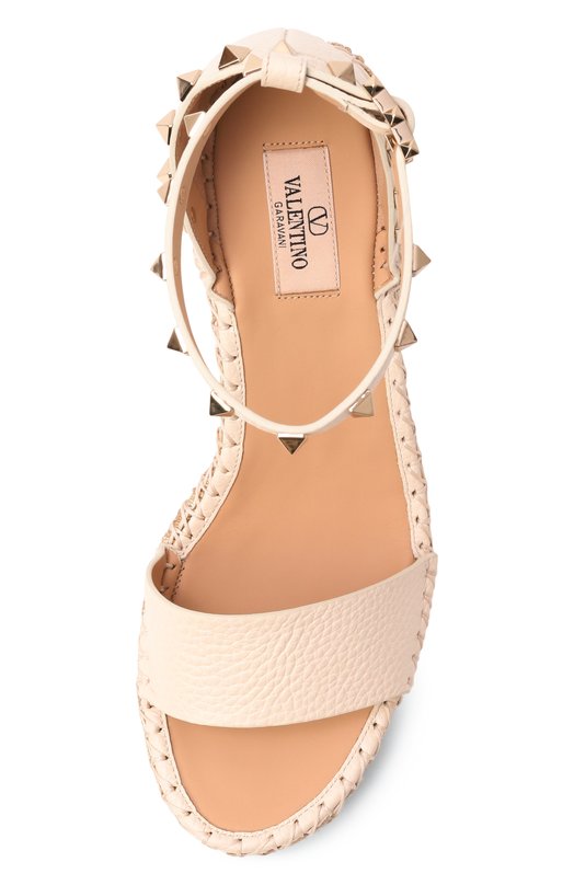 Кожаные босоножки Rockstud Double 105 Valentino 8W2S0090/FEQ Кремовый  8W2S0090/FEQ Фото 6