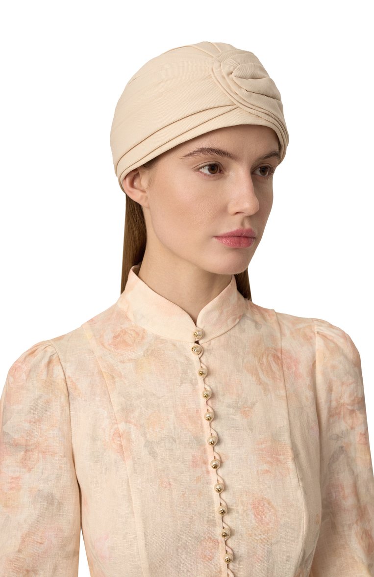 Женская шерстяная шапка-чалма VALENTINO кремового цвета, арт. 6W2HH00E/DSE | Фото 2 (Материал: Текстиль, Шерсть; Нос: Не проставлено; Женское Кросс-КТ: Шапка-тюрбан)
