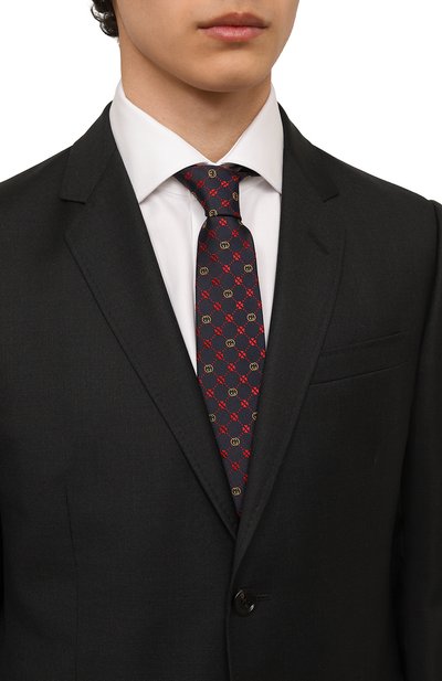 Шелковый галстук GUCCI темно-синего цвета по цене 28800 руб., арт. 658242 4E002, фото 2 Шелковый галстук GUCCI, арт. 658242 4E002, фото 2