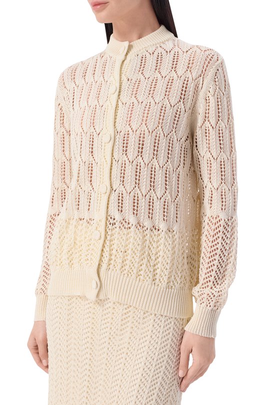 Хлопковый кардиган Jil Sander J02HP0051/J15478 Кремовый  J02HP0051/J15478 Фото 3
