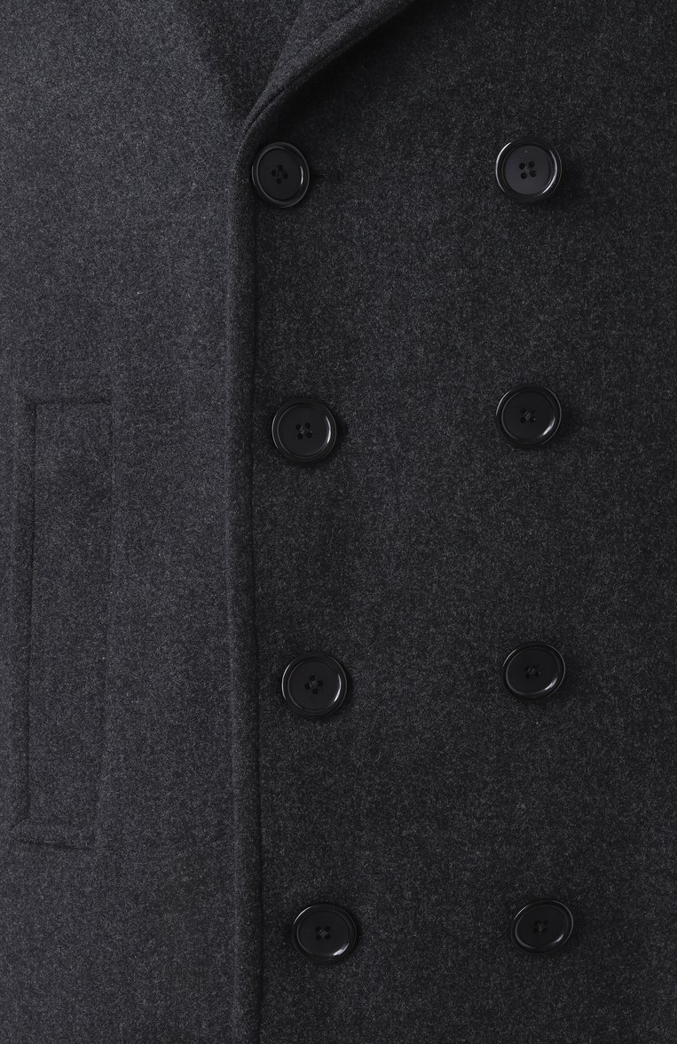 Мужской шерстяной бушлат DOLCE & GABBANA темно-серого цвета, арт. G036DT/HUMQQ | Фото 6 (Материал подклада: Вискоза; Рукава: Длинные; Материал сплава: Проставлено; Драгоценные камни: Проставлено; Длина (верхняя одежда): Короткие; Материал внешний: Шерсть; Мужское Кросс-КТ: пальто-верхняя одежда; 1-2-бортные: Двубортные; Стили: Кэжуэл)