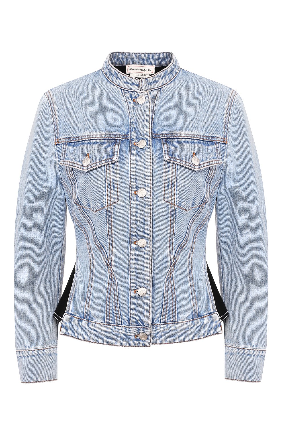 Джинсовая куртка ALEXANDER MCQUEEN синего цвета по цене 179500 руб., арт. 605350/QMAAP, фото 1 Джинсовая куртка ALEXANDER MCQUEEN, арт. 605350/QMAAP, фото 1