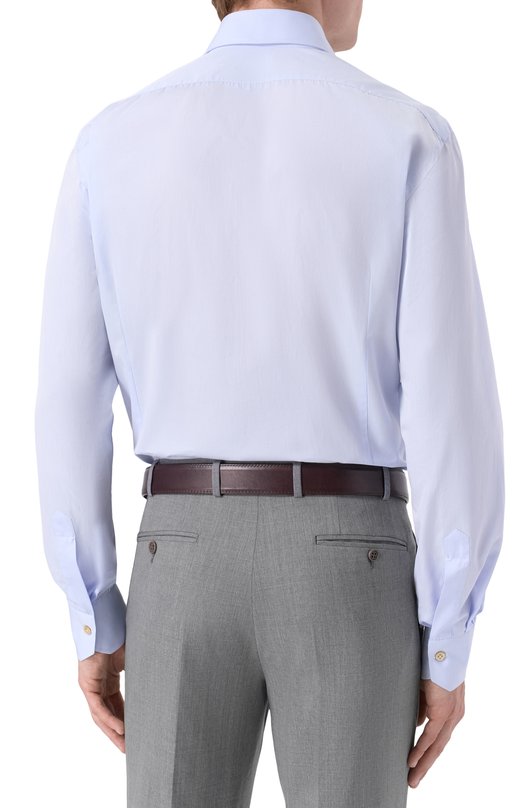 Хлопковая сорочка Kiton UCCH0948302 Голубой  UCCH0948302 Фото 4