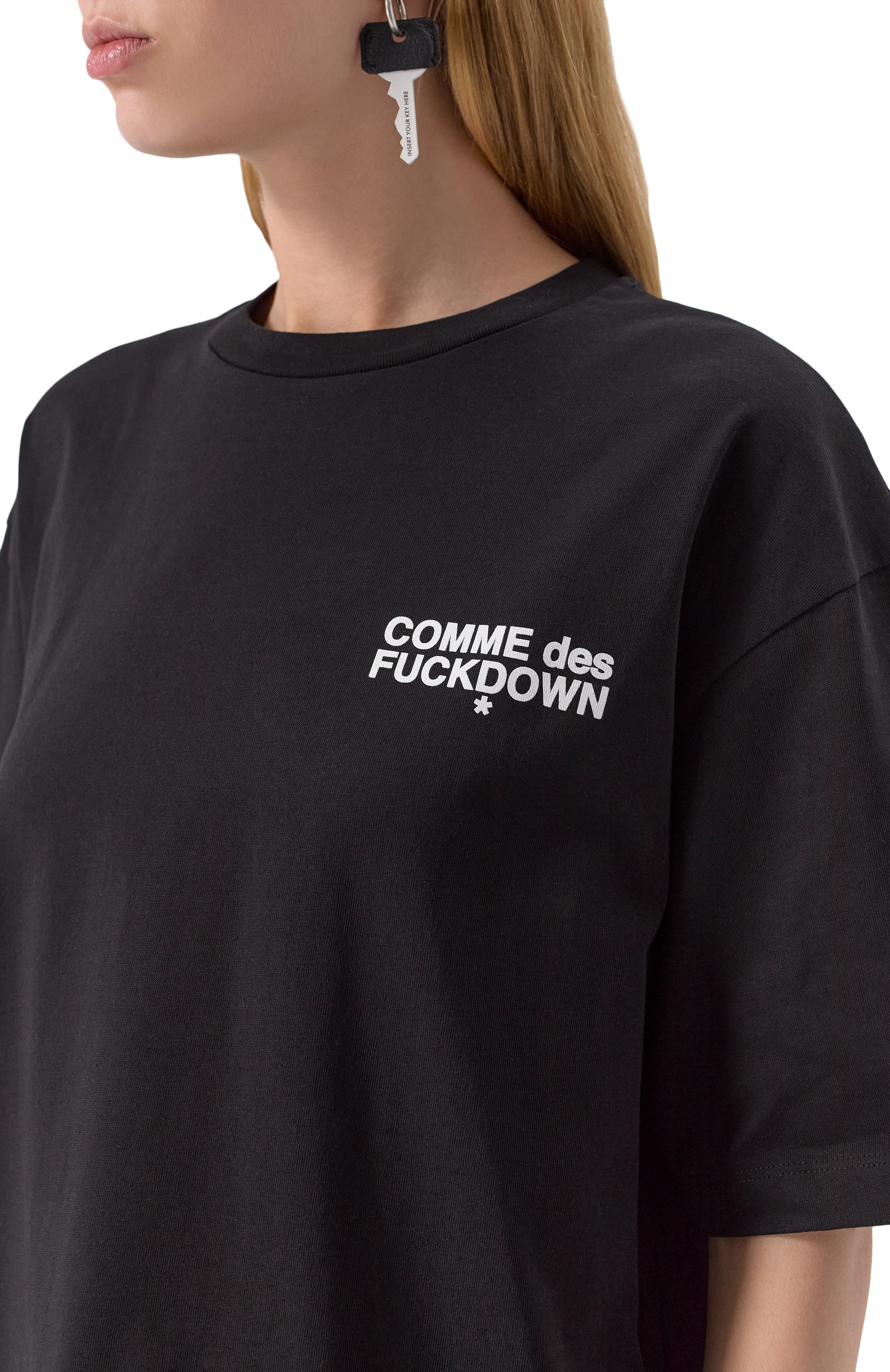 Хлопковая футболка COMME DES FUCKDOWN черного цвета по цене 9810 руб., арт. CFABW01318, фото 5 Хлопковая футболка COMME DES FUCKDOWN, арт. CFABW01318, фото 5