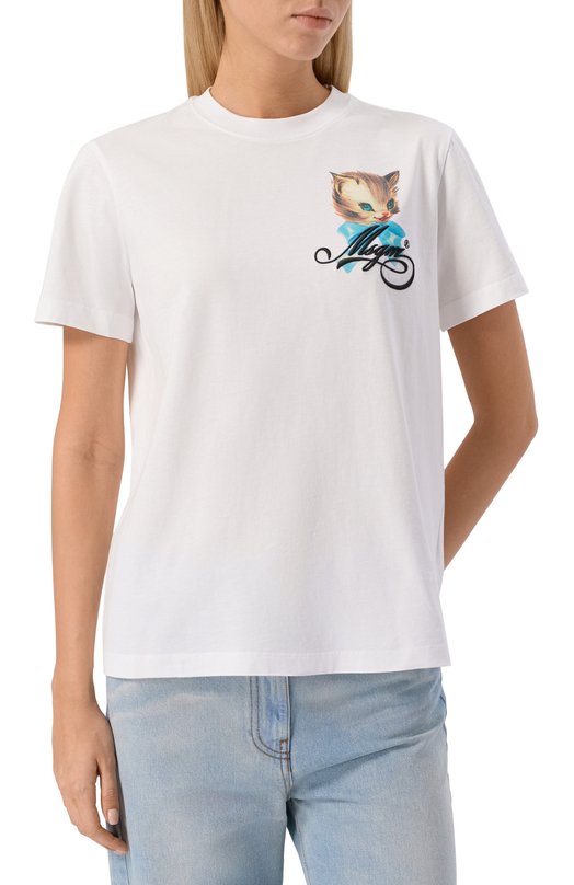 Хлопковая футболка MSGM 3941MDM110SE/257590 Белый  3941MDM110SE/257590 Фото 3