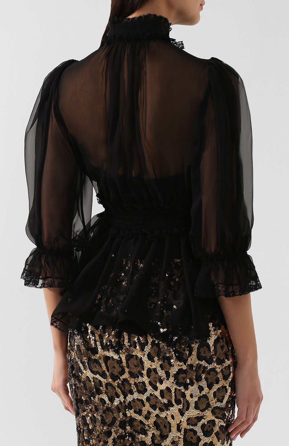 Блузка из смеси шелка и хлопка DOLCE & GABBANA, арт. F72W1Z/FU1AT, фото 4
