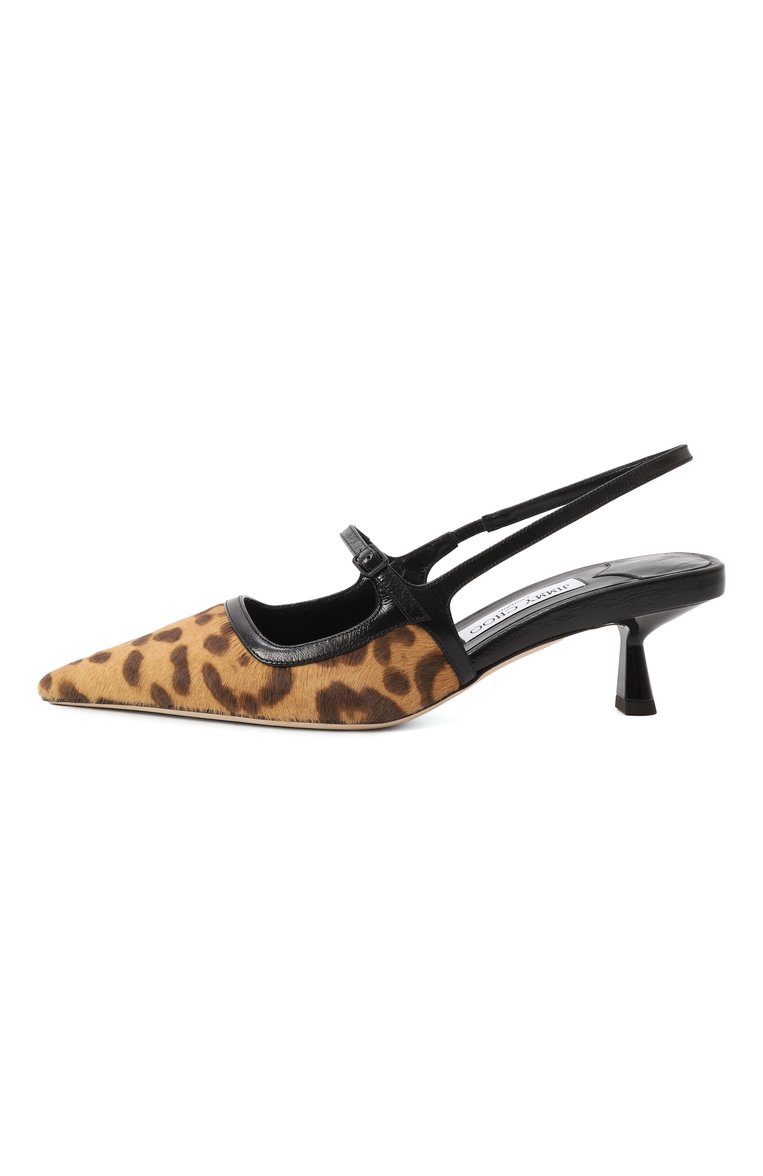 Женские кожаные туфли didi 45 JIMMY CHOO леопардового цвета, арт. DIDI 45/BXR | Фото 4 (Материал внутренний: Натуральная кожа; Подошва: Плоская; Каблук высота: Средний; Материал внешний: Натуральная кожа; Материал сплава: Проставлено; Драгоценные камни: Проставлено; Женское Кросс-КТ: Слингбэки; Каблук тип: Шпилька)