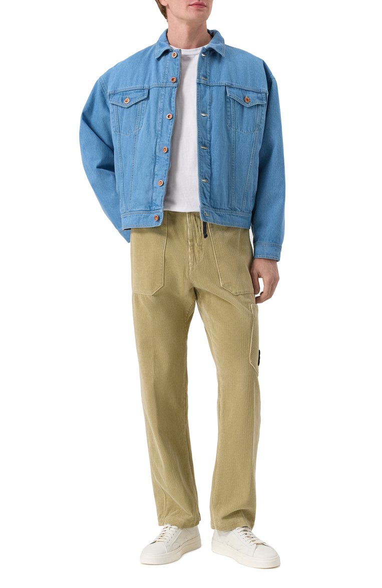 Мужские вельветовые брюки STONE ISLAND бежевого цвета, арт. 811532604 | Фото 2 (Длина (брюки, джинсы): Стандартные; Случай: Повседневный; Стили: Кэжуэл; Материал внешний: Хлопок)