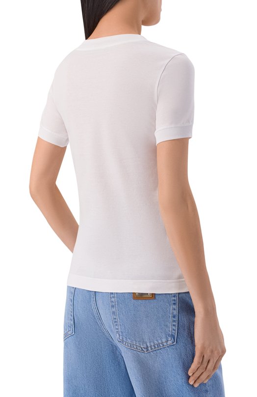 Хлопковая футболка Dolce & Gabbana F8N08Z/GDDMB Белый  F8N08Z/GDDMB Фото 4