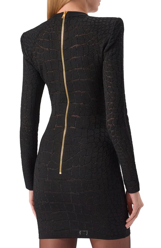 Платье из вискозы Balmain FF0R8012/97KI Чёрный  FF0R8012/97KI Фото 4
