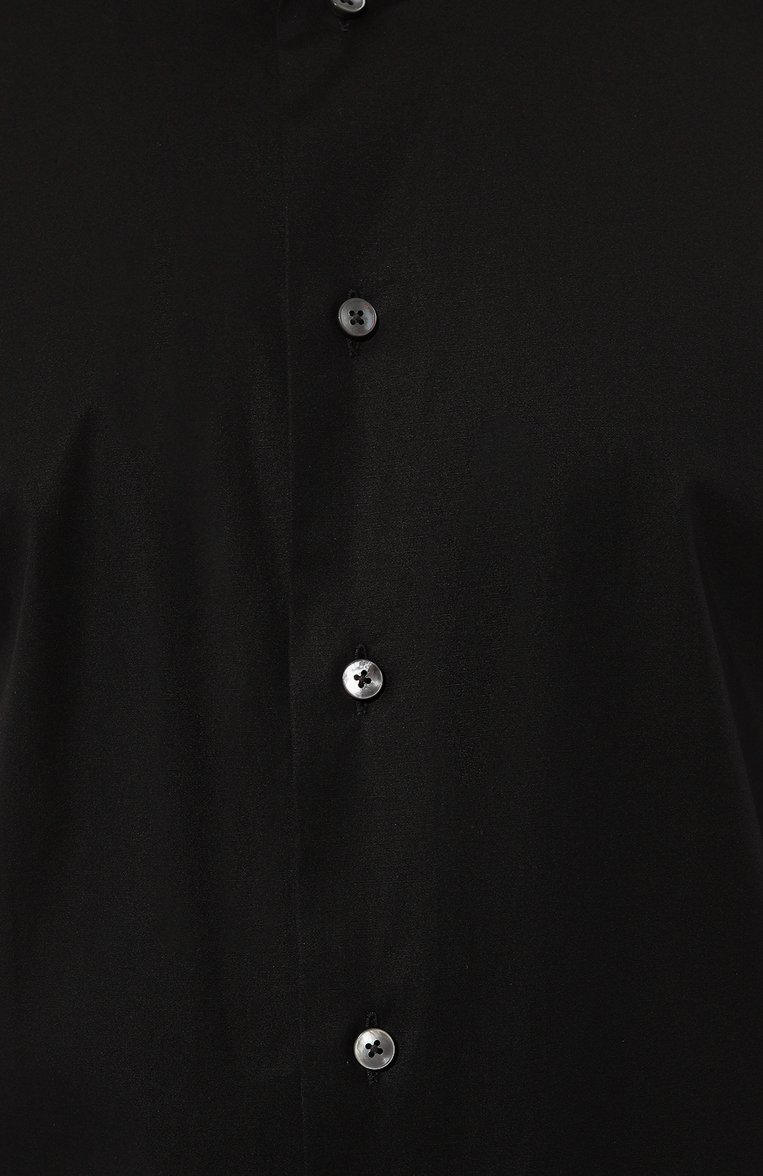 Мужская хлопковая сорочка ZEGNA черного цвета, арт. 704104A7/9MS0BA | Фото 5 (Длина (для топов): Стандартные; Материал внешний: Хлопок; Драгоценные камни: Проставлено; Материал сплава: Проставлено; Рукава: Длинные; Манжеты: На пуговицах; Рубашки М: Regular Fit; Случай: Повседневный, Формальный; Принт: Од�нотонные; Воротник: Кент; Стили: Кэжуэл)