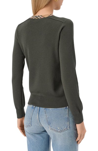 Шерстяной пуловер BURBERRY хаки цвета по цене 115500 руб., арт. 8112170, фото 4 Шерстяной пуловер BURBERRY, арт. 8112170, фото 4