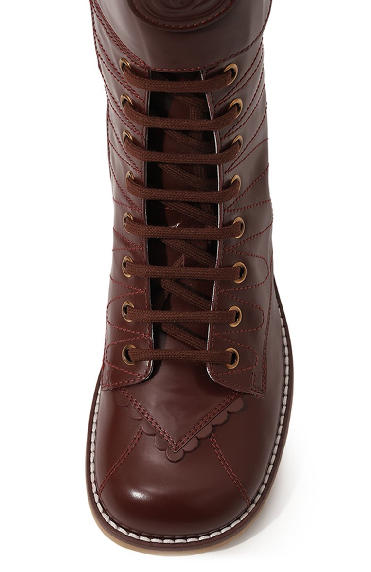 Детские кожаные ботинки GUCCI коричневого цвета, арт. 630131 D7300 | Фото 4 (Материал сплава: Проставлено; Нос: Не проставлено)