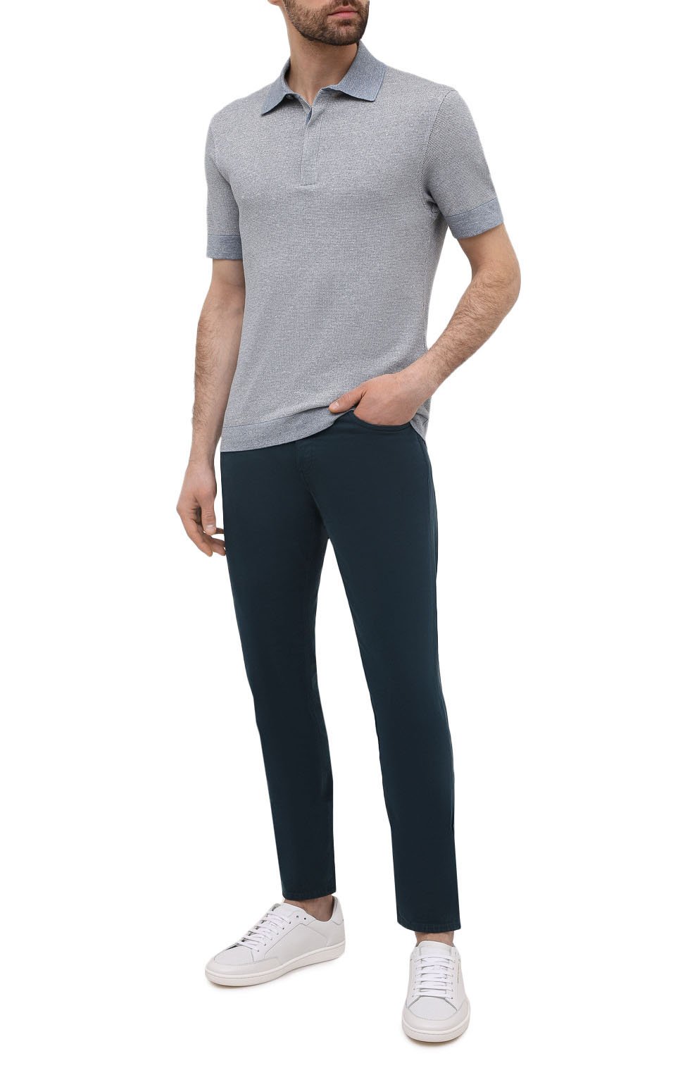 Поло из хлопка и льна ZEGNA, арт. UW314/753, фото 2