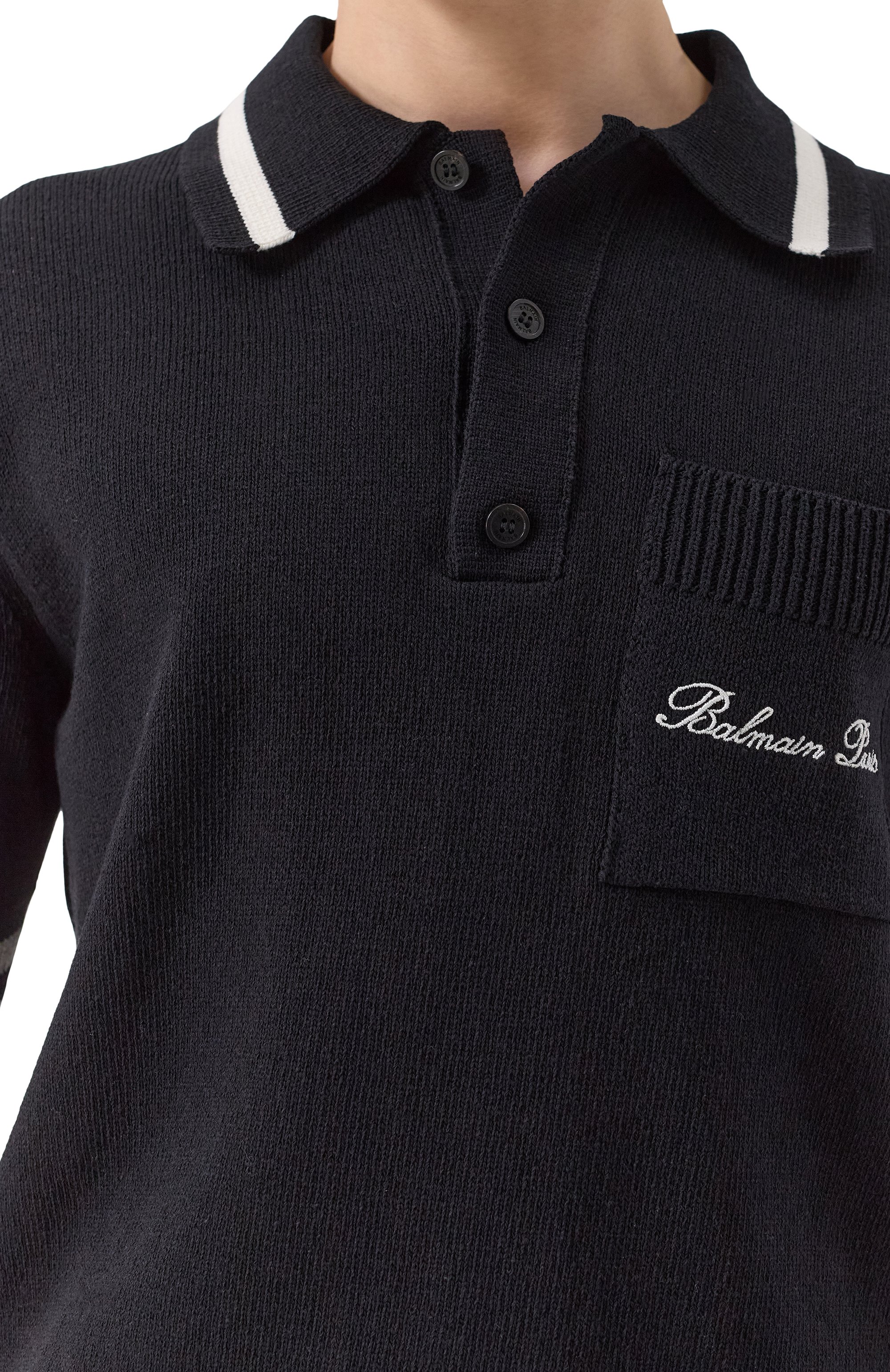 Поло BALMAIN черного цвета по цене 120000 руб., арт. DH1GB045/KF96, фото 5 Поло BALMAIN, арт. DH1GB045/KF96, фото 5