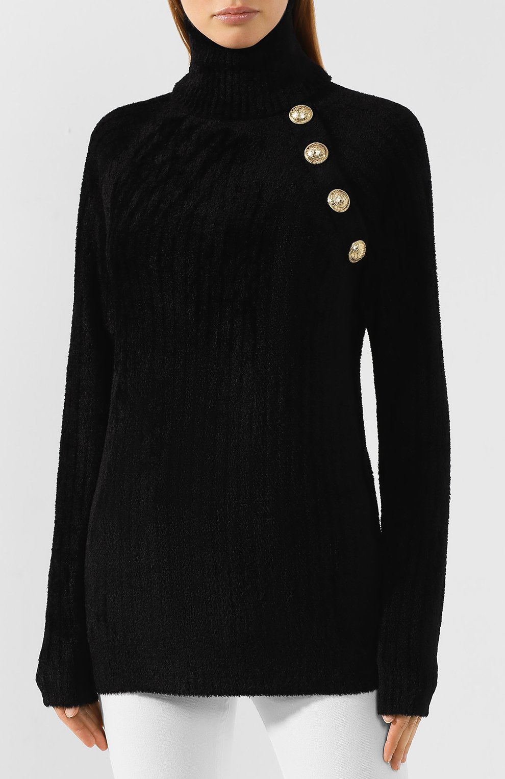 Водолазка из вискозы BALMAIN черного цвета по цене 154500 руб., арт. SF13184/K443, фото 3 Водолазка из вискозы BALMAIN, арт. SF13184/K443, фото 3