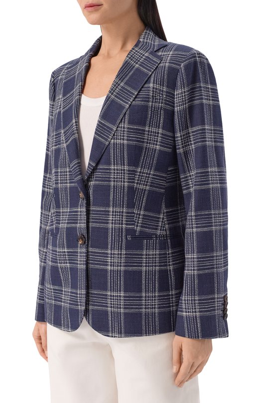 Жакет из шелка и хлопка Kiton D23501K0650G10 Синий  D23501K0650G10 Фото 3