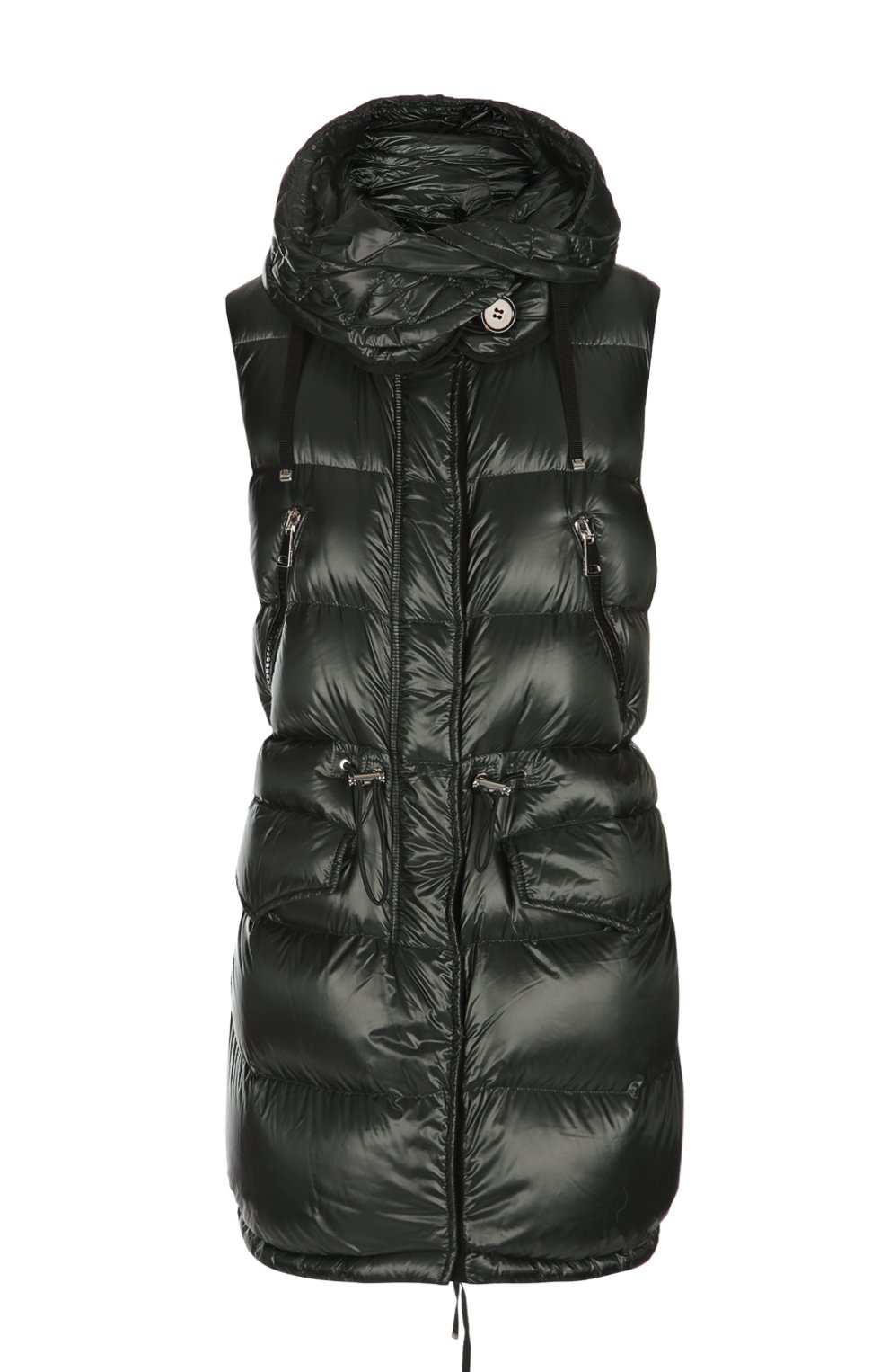 Жилет с капюшоном MONCLER темно-зеленого цвета по цене 77300 руб., арт. A2-093-48300-49-53052, фото 1 Жилет с капюшоном MONCLER, арт. A2-093-48300-49-53052, фото 1