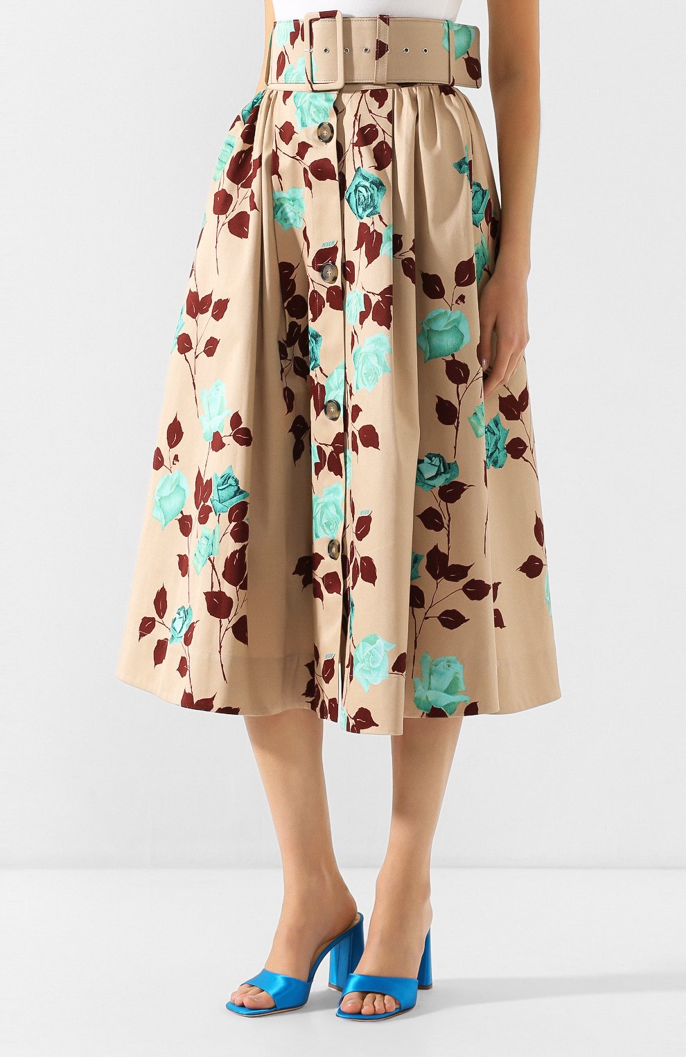 Хлопковая юбка MSGM бежевого цвета по цене 69600 руб., арт. 2841MDD72 207172, фото 3 Хлопковая юбка MSGM, арт. 2841MDD72 207172, фото 3