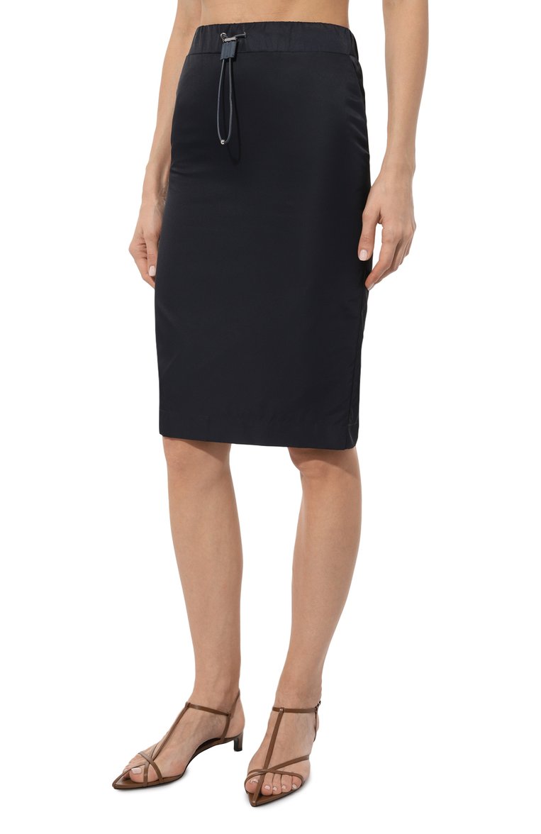 Женская юбка KITON темно-синего цвета, арт. D57210K0925D | Фото 3 (Драгоценные камни: Проставлено; Длина Ж (юбки, платья, шорты): До колена; Материал сплава: Проставлено; Материал внешний: Синтетический материал; Стили: Спорт-шик; Женское Кросс-КТ: Юбка-карандаш)