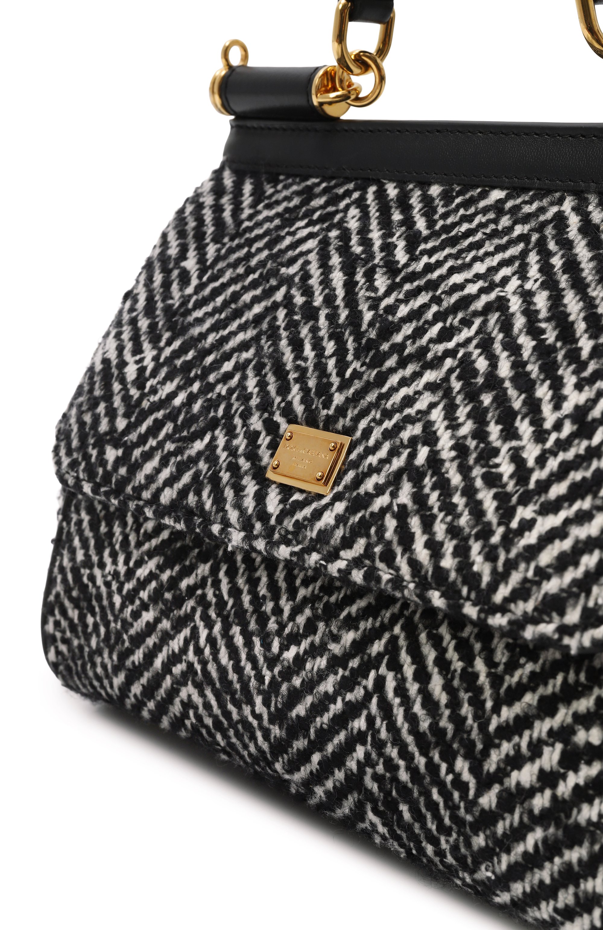 Сумка sicily medium DOLCE & GABBANA черно-белого цвета по цене 229000 руб., арт. BB6003/BH250, фото 3 Сумка sicily medium DOLCE & GABBANA, арт. BB6003/BH250, фото 3