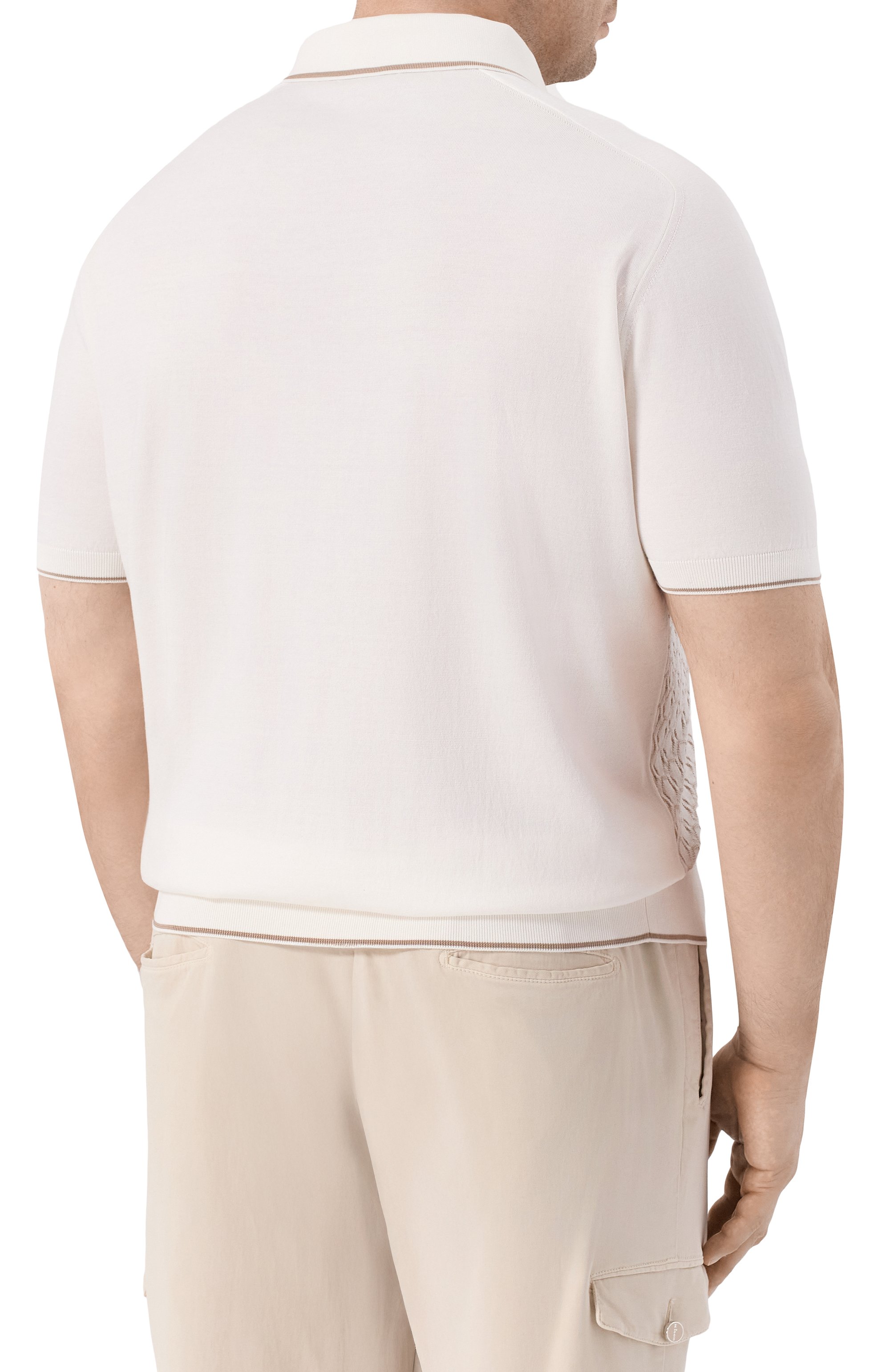 Поло из шелка и хлопка STEFANO RICCI белого цвета по цене 121000 руб., арт. K818109P31/F26175, фото 4 Поло из шелка и хлопка STEFANO RICCI, арт. K818109P31/F26175, фото 4