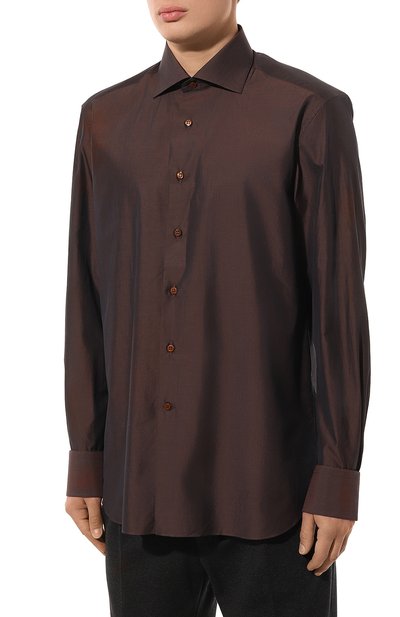 Хлопковая рубашка STEFANO RICCI темно-коричневого цвета по цене 95050 руб., арт. MC000540/R122B, фото 3 Хлопковая рубашка STEFANO RICCI, арт. MC000540/R122B, фото 3