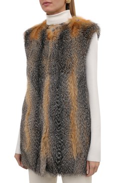 Женский жилет из меха лисицы SAINT LAURENT разноцветного цвета, арт. 664278/Y7RG2 | Фото 3 (Материал подклада: Купро; Длина (верхняя одежда): До середины бедра; Стили: Гламурный; Женское Кросс-КТ: Мех; Материал внешний: Натуральный мех; Региональные ограничения белый список (Axapta Mercury): RU; Драгоценные камни: Проставлено; Материал сплава: Проставлено; Кросс-КТ: Куртка)