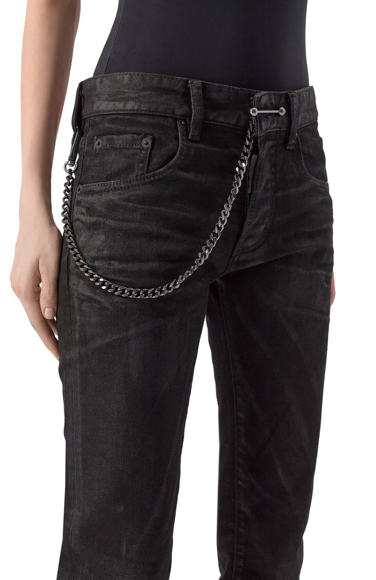 Женские джинсы DSQUARED2 черного цвета, арт. S72LB0863/S30564 | Фото 5 (Материал внешний: Хлопок, Деним; Длина (брюки, джинсы): Удлиненные; Детали: Декор; Силуэт Ж (брюки и джинсы): Узкие; Кросс-КТ: Деним; Стили: Кэжуэл)